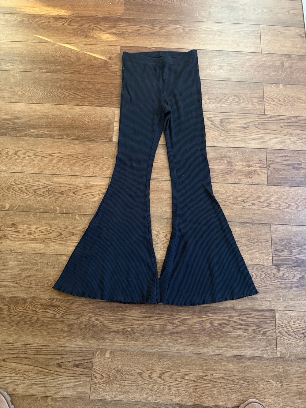aerie Black Ribbed Flare Pants